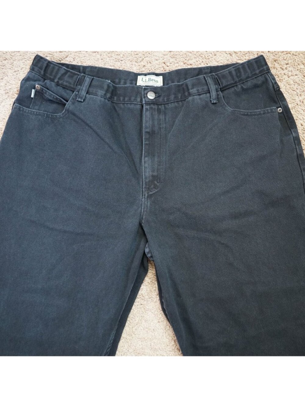 LL Bean Comfort Waist Jeans Mens Tag 42x29 Act 40x28 Black Straight Leg Denim - Picture 3 of 10